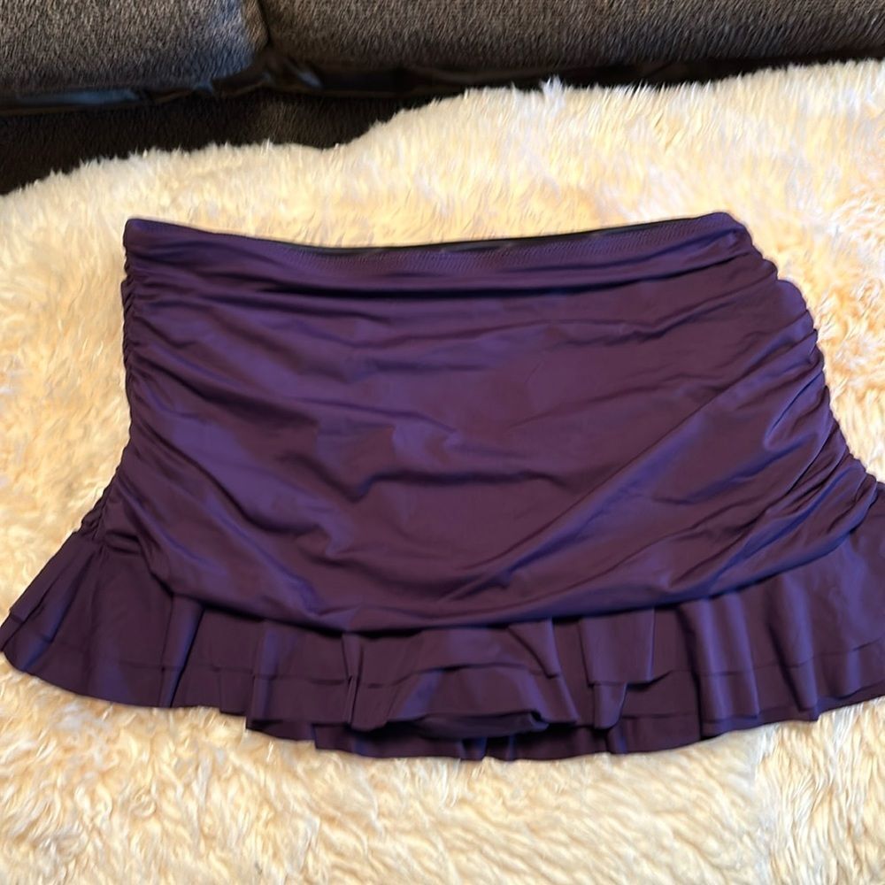 Land’s End Plus size ruched swim skirt tummy control technology BlackBerry 22W